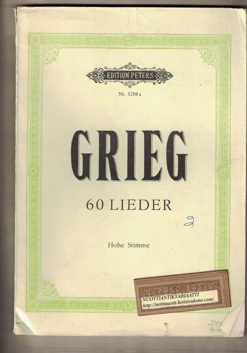 60 Lieder (Hohe Stimme) - Grieg Edvard | Nettinuotti | Osta Antikvaarista - Kirjakauppa verkossa