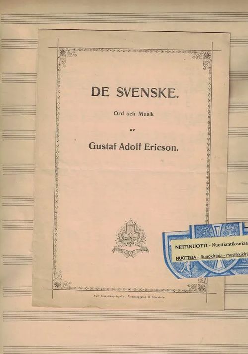 De Svenske - Ericson Gustaf Adolf | Nettinuotti | Osta Antikvaarista - Kirjakauppa verkossa