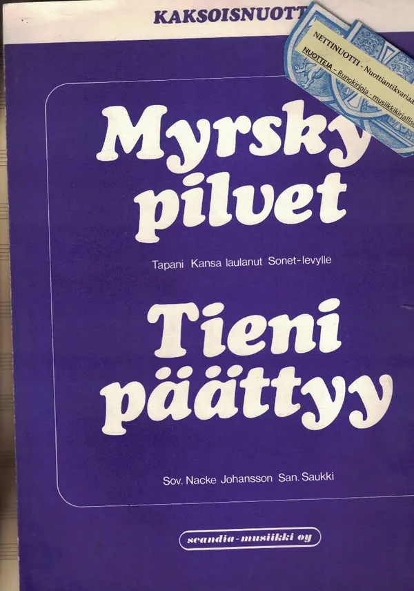 Myrskypilvet / Tieni päättyy - Johansson Nacke, sov. - Saukki, san. | Nettinuotti | Osta Antikvaarista - Kirjakauppa verkossa