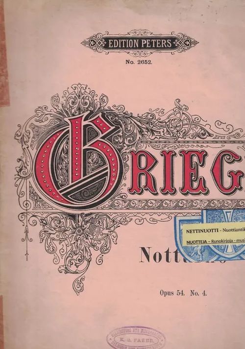 Notturno Op. 54 No4, pianolle - Grieg Edward | Nettinuotti | Osta Antikvaarista - Kirjakauppa verkossa
