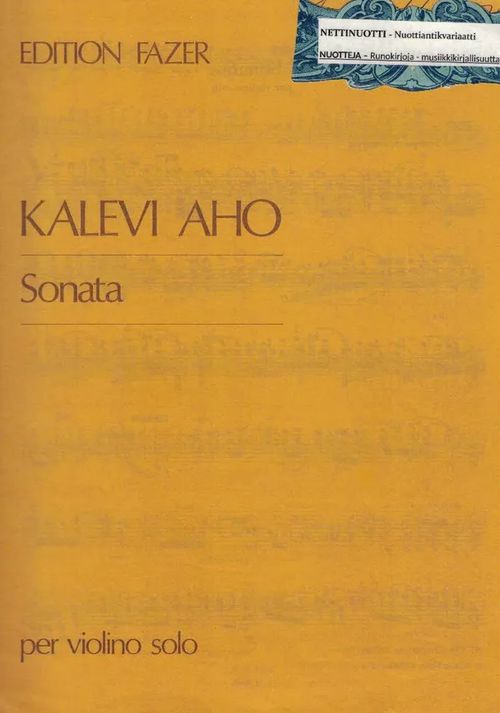 Sonata per violino solo - Aho Kalevi | Nettinuotti | Osta Antikvaarista - Kirjakauppa verkossa