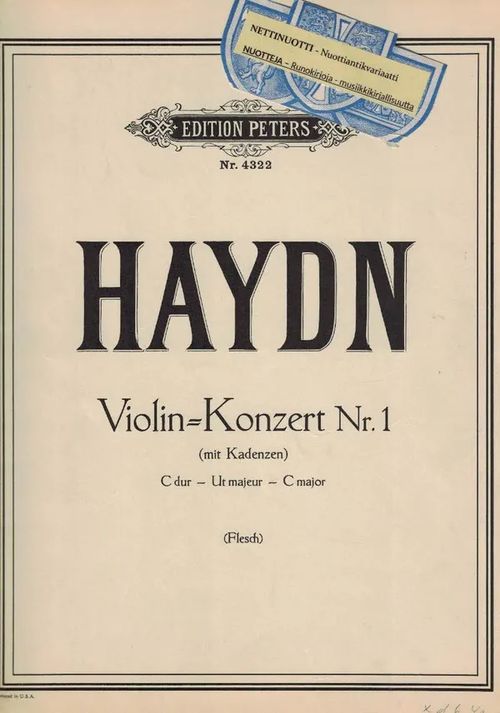 Violin-Konzert Nr.1 (mit Kadenzen) C dur (Flesch) - Haydn | Nettinuotti | Osta Antikvaarista - Kirjakauppa verkossa