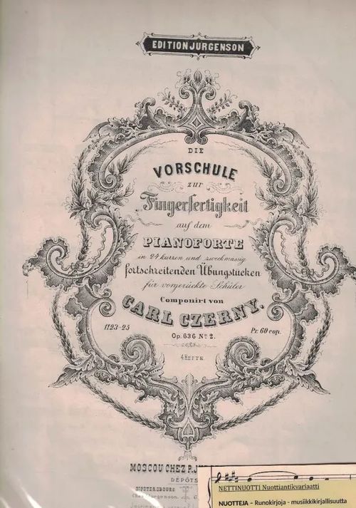 Die Vorschule zur Fingerfertigkeit auf dem Pianoforte Op. 636 No2 - Czerny Carl | Nettinuotti | Osta Antikvaarista - Kirjakauppa verkossa