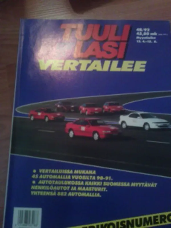 Tuulilasi 4B/92. Erikoisnumero. Vertailussa mukana 45 automallia v 90-91 | Oulun Antikvariaatti Ky | Osta Antikvaarista - Kirjakauppa verkossa