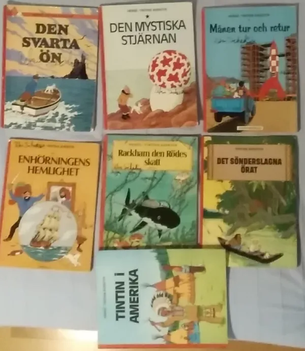 Tintins äventyr 7 kpl - Herge | Antikvariaatti Kirjakari | Osta Antikvaarista - Kirjakauppa verkossa