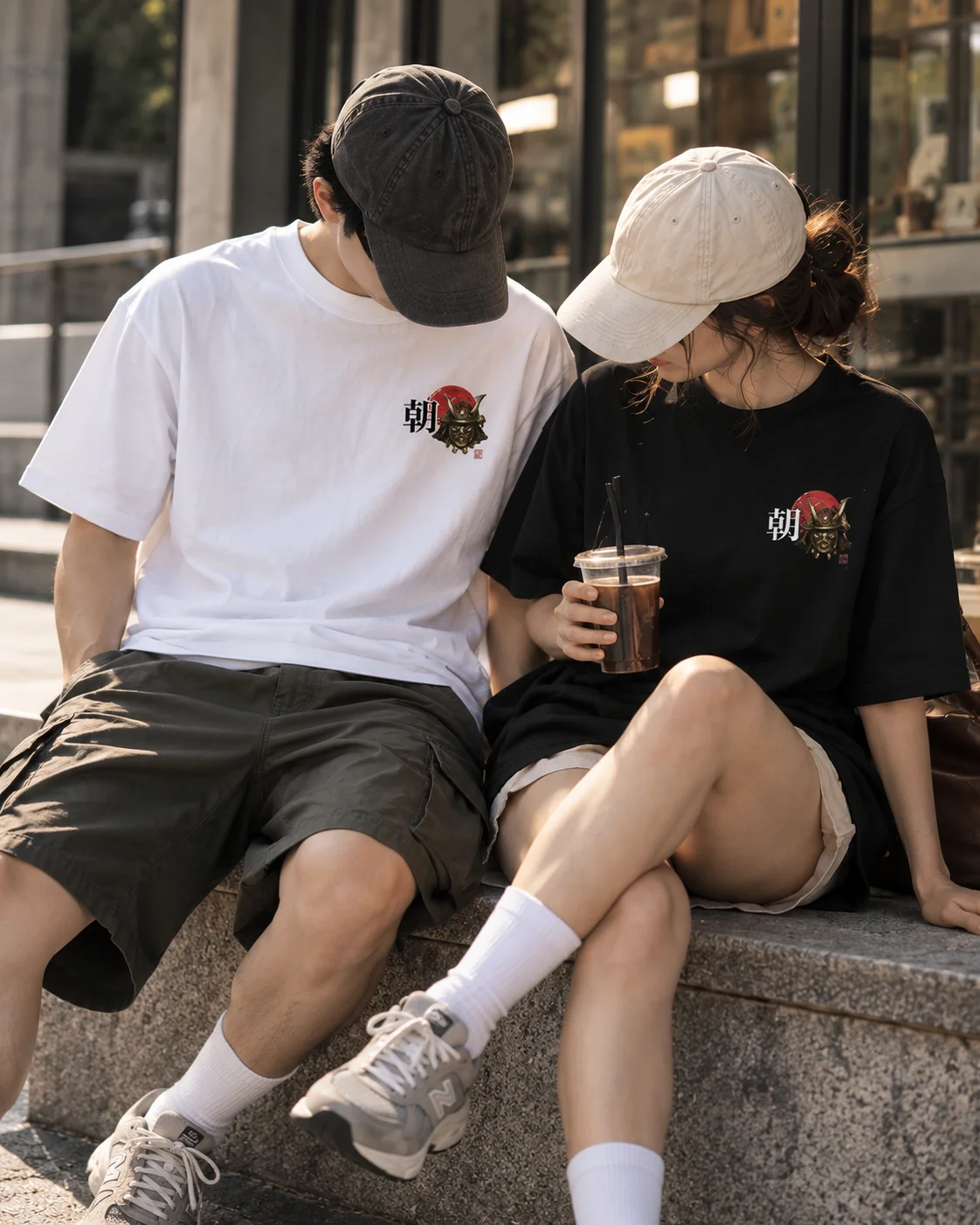 街角咖啡館的情侶休閒時光