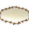 A VINTAGE BRASS OVAL MIRROR ROCOCO STYLE TRAY PIC-0