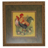PAIR OF RUSSIAN EMBROIDERIES OF ROOSTERS FRAMED PIC-2