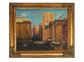 AFTER COLIN CAMPBELL COOPER OIL PAINTING NEW YORK