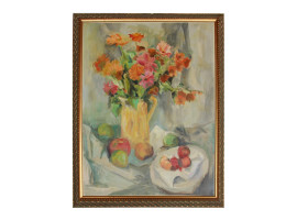 A STILL LIFE PAINTING SIGNED BY THE AUTHOR