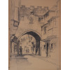 SALISBURY HIGH STREET GATE 1930S PENCIL DRAWING PIC-3