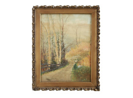 20TH CENTURY WATERCOLOR LANDSCAPE PAINTING FRAMED