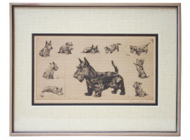 AN ORIGINAL AMERICAN ETCHING DOG BY DIANA THORNE