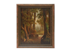 A VINTAGE OIL LANDSCAPE PAINTING FRAMED