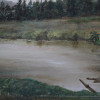 A VINTAGE FRAMED OIL ON PAPER LANDSCAPE PAINTING PIC-2