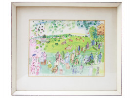 A VINTAGE RAOUL DUFY FRAMED ASCOT PRINT, 1935