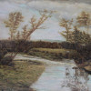 AN OIL PAINTING OF A RIVER AND WOODS EARLY 20TH C PIC-1