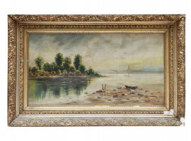 A W. KEENAN OIL ON CANVAS SEASCAPE PAINTING