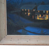 A FRED DREANY OIL PAINTING OF A CITY AT NIGHT PIC-2