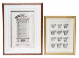 PAIR OF ANTIQUE ARCHITECTURAL DESIGN PRINTS 19 C.