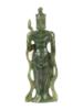 CHINESE BUDDHIST CARVED GREEN JADE FEMALE FIGURINE PIC-2