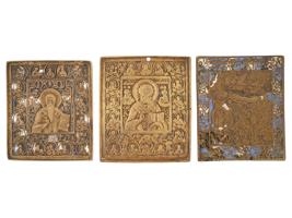 LOT OF ANTIQUE RUSSIAN ORTHODOX CAST BRONZE ICONS