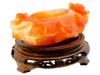 ANTIQUE CHINESE QING AGATE BRUSH WASHER WITH STAND PIC-0