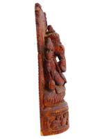 VINTAGE INDIAN CARVED WOOD WALL PANEL W GANESHA