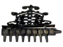 ANTIQUE 18TH CENTURY HANUKKAH LAMP W FOLIATE DESIGN