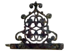 ANTIQUE 18TH CENTURY HANUKKAH LAMP W FOLIATE DESIGN