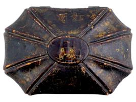 ANTIQUE 19TH CENTURY CHINESE EXPORT PAINTED LEATHER BOX