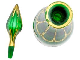 ANTIQUE BOHEMIAN GREEN GLASS WINE DECANTER WITH STOPPER