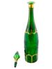 ANTIQUE BOHEMIAN GREEN GLASS WINE DECANTER WITH STOPPER PIC-4