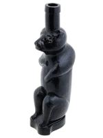 VINTAGE BLACK ART GLASS BEAR SCULPTURAL BOTTLE