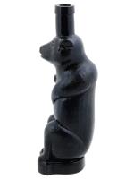 VINTAGE BLACK ART GLASS BEAR SCULPTURAL BOTTLE