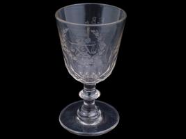 MASONIC ETCHED INITIALS CLEAR GLASS WINE GOBLET