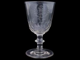 MASONIC ETCHED INITIALS CLEAR GLASS WINE GOBLET
