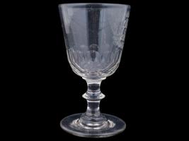 MASONIC ETCHED INITIALS CLEAR GLASS WINE GOBLET