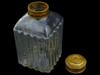 ANTIQUE RIBBED DESIGN GLASS TEA CADDY WITH BRASS LID PIC-1