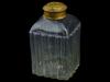 ANTIQUE RIBBED DESIGN GLASS TEA CADDY WITH BRASS LID PIC-0