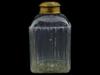 ANTIQUE RIBBED DESIGN GLASS TEA CADDY WITH BRASS LID PIC-3