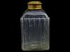 ANTIQUE RIBBED DESIGN GLASS TEA CADDY WITH BRASS LID PIC-2