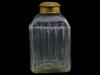 ANTIQUE RIBBED DESIGN GLASS TEA CADDY WITH BRASS LID PIC-4