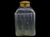 ANTIQUE RIBBED DESIGN GLASS TEA CADDY WITH BRASS LID PIC-5