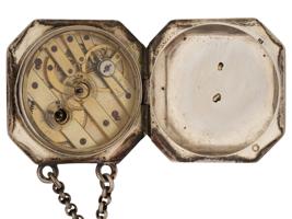 RUSSIAN SILVER FOB DIAMOND WATCH AND CHATELAINE SET