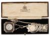 RUSSIAN SILVER FOB DIAMOND WATCH AND CHATELAINE SET PIC-0