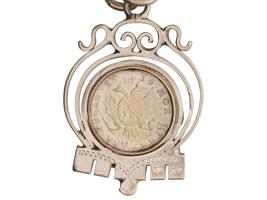 RUSSIAN SILVER FOB DIAMOND WATCH AND CHATELAINE SET