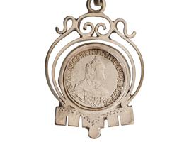 RUSSIAN SILVER FOB DIAMOND WATCH AND CHATELAINE SET