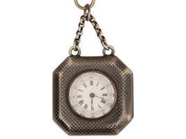 RUSSIAN SILVER FOB DIAMOND WATCH AND CHATELAINE SET