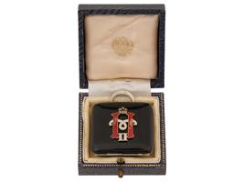 RUSSIAN ART DECO SILVER ENAMEL DIAMOND POCKET WATCH